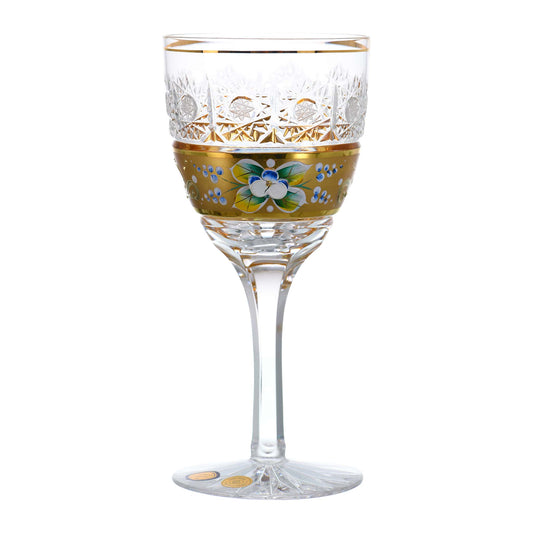 Bohemia Crystal - Goblet Glass Set - Gold With Floral Design - 220ml - 270009008