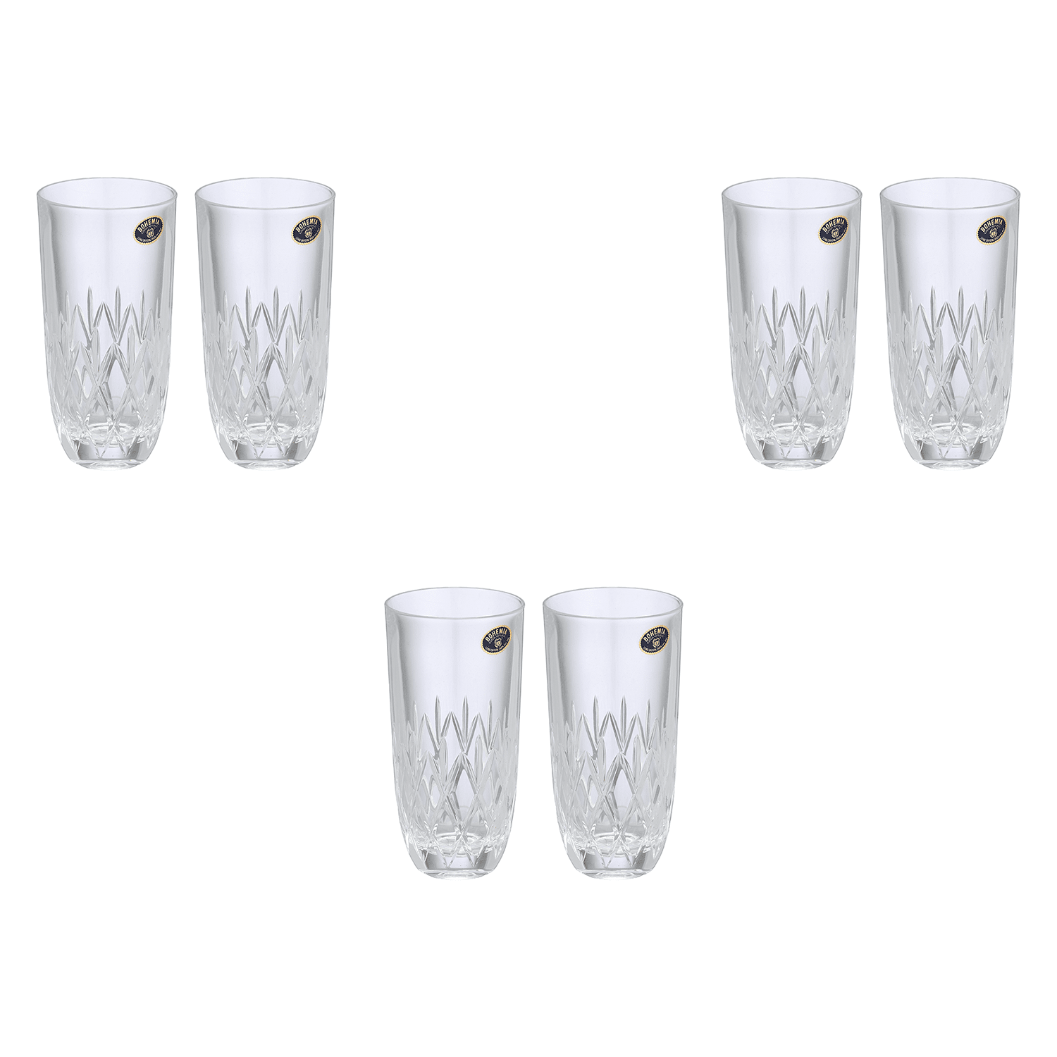 Bohemia Crystal - Highball Glass Set 6 Pieces - 370ml