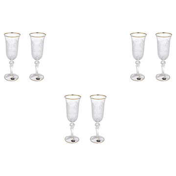 Bohemia Crystal - Flute Glass Set 6 Pieces - Gold - 150ml