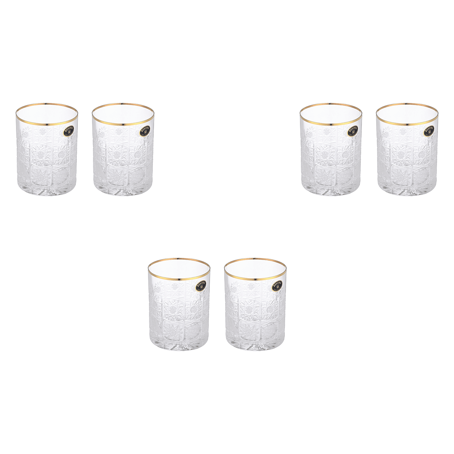 Bohemia Crystal - Tumbler Glass Set 6 Pieces - Gold - 230ml