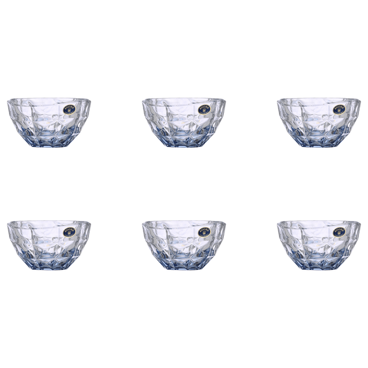 Diamond Glass Bowl Set 7 Pieces - Blue