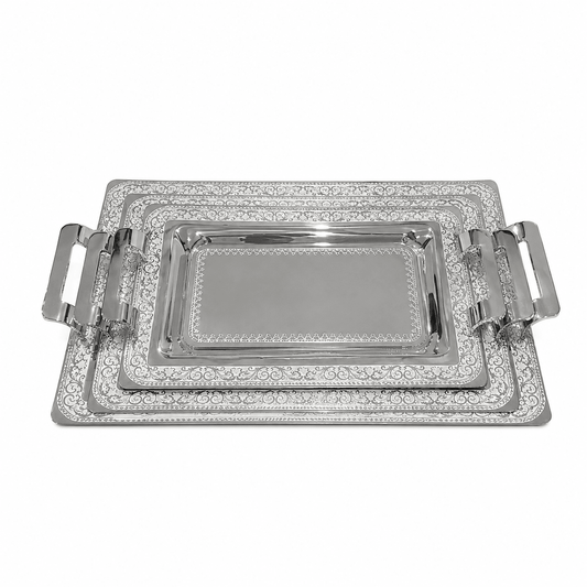 Elegant Gioiel - Adely Tray Set - Silver - Stainless Steel 18/10