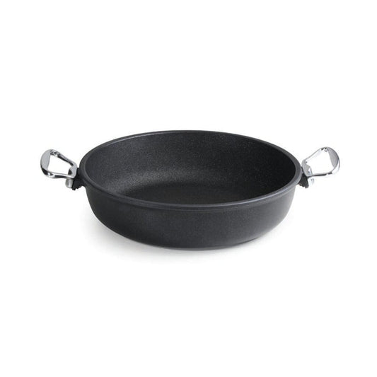 Anna Cavalli - Black Saute Pan with 2 Silver Handles - 28cm - Die Cast Aluminum