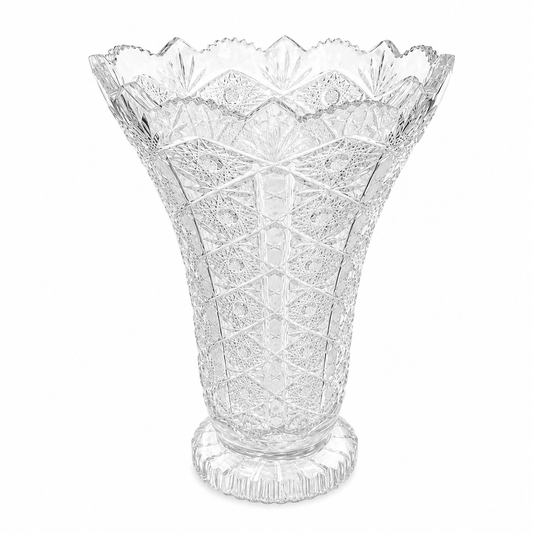 Bohemia Crystal - Hand Cut Footed Vase - 40.5 cm - Clear