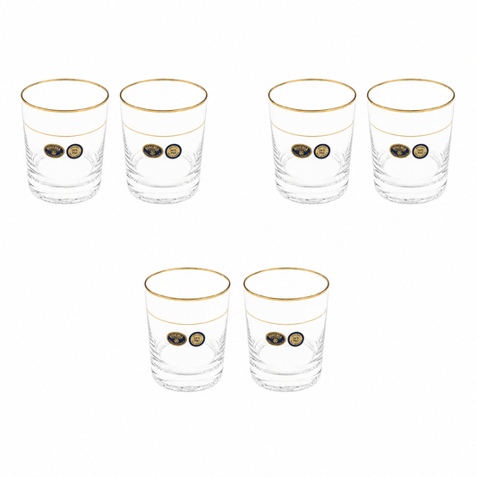 Bohemia Crystal - Tumbler Glass Set 6 Pcs - Gold Rim - 280ml