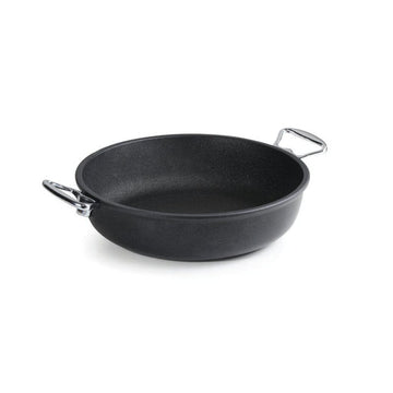 Anna Cavalli - Black Saute Pan with 2 Silver Handles - 28cm - Die Cast Aluminum