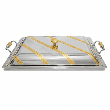 Elegant Gioel - Magic Diagonal Serving Dish with Cover - 31x45 cm - Gold