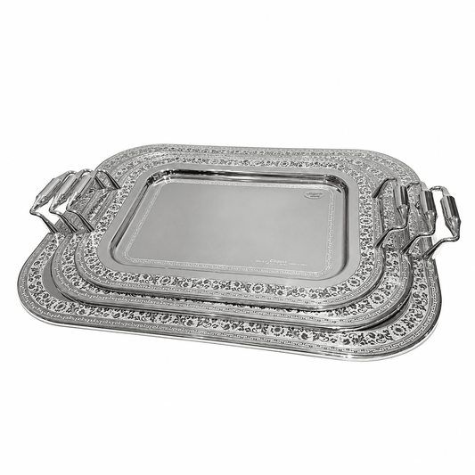 Elegant Gioel - Leira Tray Set 3 Pce - Silver -Stainless Steel 18/10