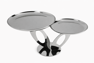 Royal Alfredo - Double Round Footed Serving Plate -Silver