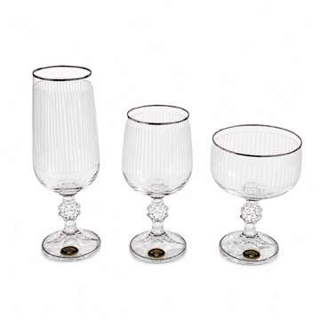 Bohemia Crystal - Carolina Lines Glass Set 18 Pcs - Silver