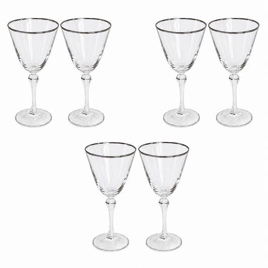Bohemia Crystal - Elizabeth Tumbler Glass Set 6 Pcs -185ml - Silver Rim