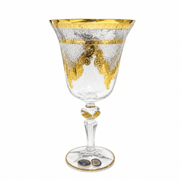 Bohemia Crystal - Tokyo Goblet Glass Set 6 Pcs- 220ml - Silver & Gold