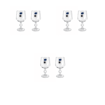 Bohemia Crystal - Claudia Goblet Glass  Set 6 Pcs - 230 ml - Clear