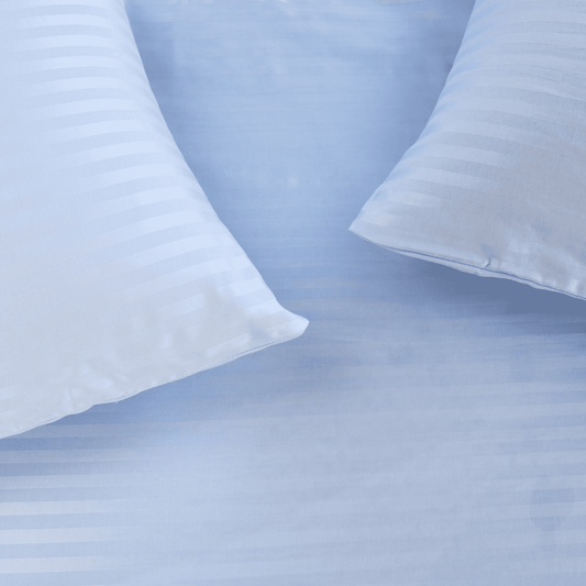 Senzo - Light Blue Fitted Bed Sheet Set 3 Pieces Stripes - 250 TC