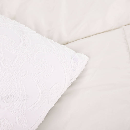 Senzo - White Decorated Duvet Set 3 Pieces - 240x240cm