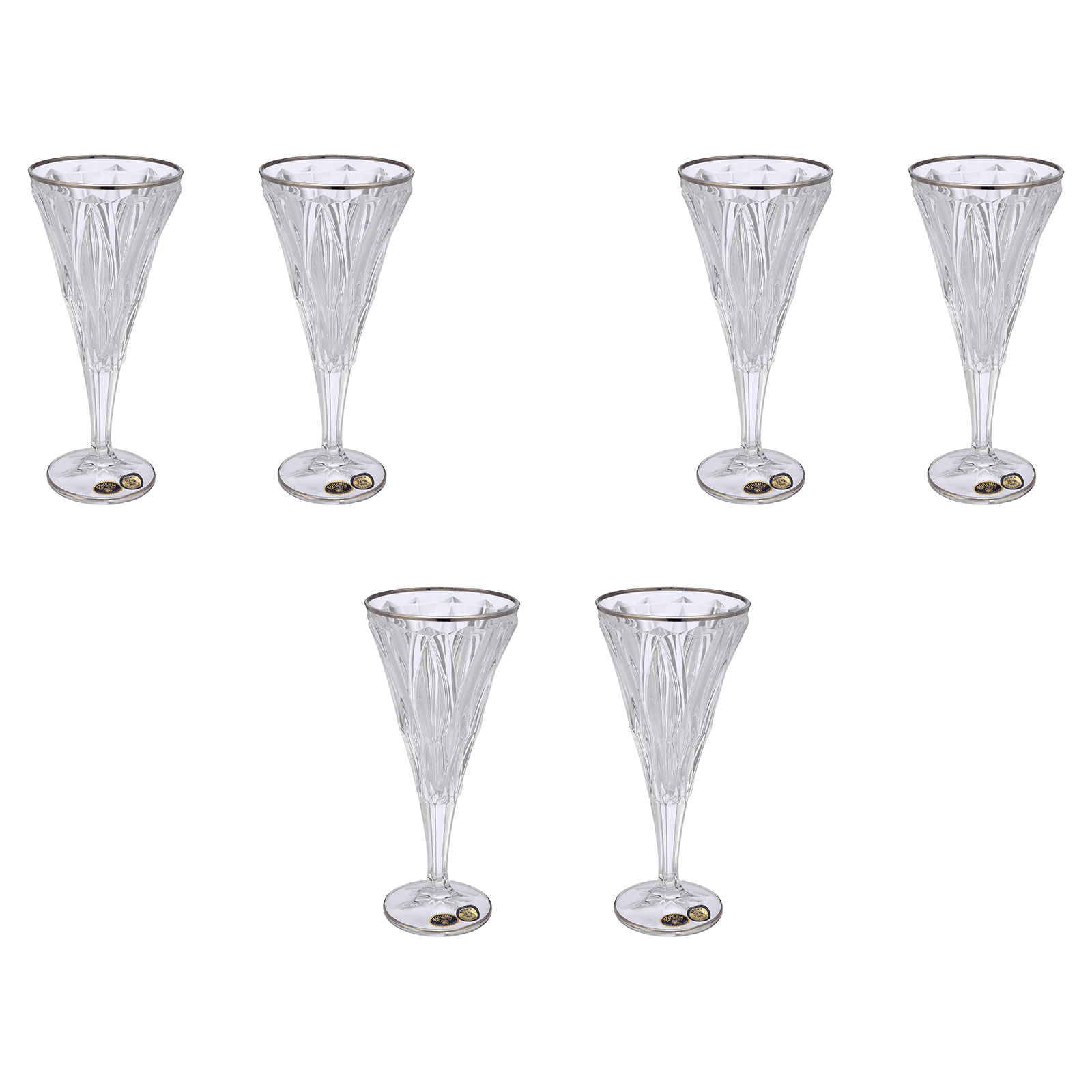 Bohemia Crystal - Goblet Set 6 Pieces - 240ml - Silver