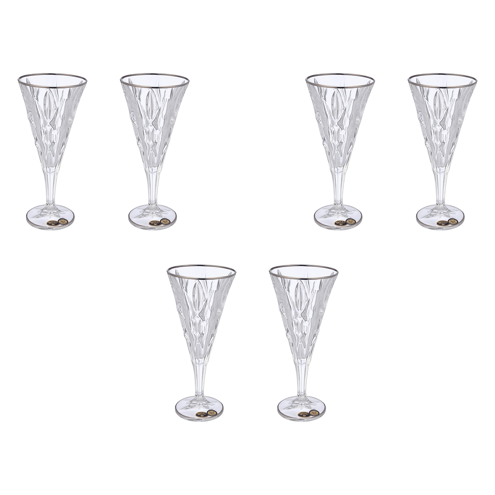 Bohemia Crystal - Goblet Set 6 Pieces - 240ml - Silver