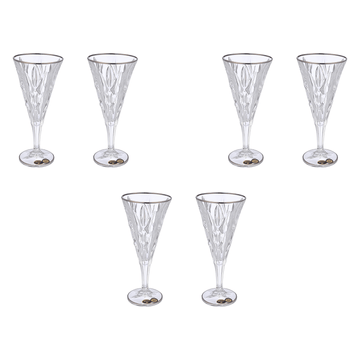 Bohemia Crystal - Goblet Set 6 Pieces - 240ml - Silver