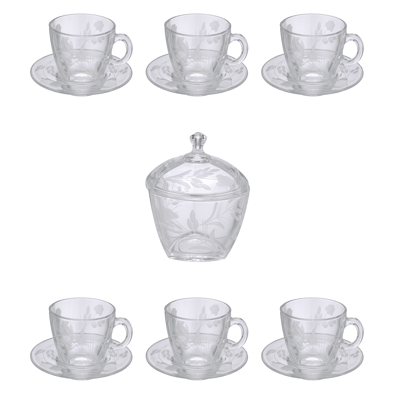 Pasabahce - Decorated Tea Set 7 Pieces - Glass - Clear