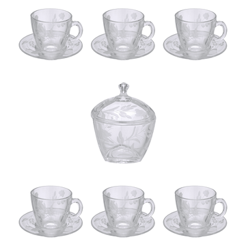 Pasabahce - Decorated Tea Set 7 Pieces - Glass - Clear