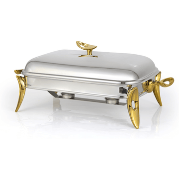 Royal Alfredo - Rectangular Food Warmer Silver & Gold - 3L
