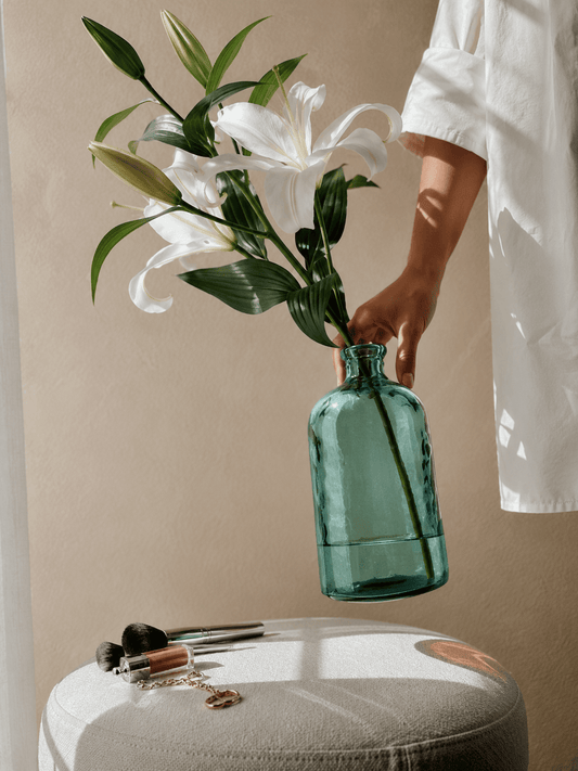 Pasabahce - Vitrocolor Primavera Hammered Bottle Vase 42 cm - Turquoise