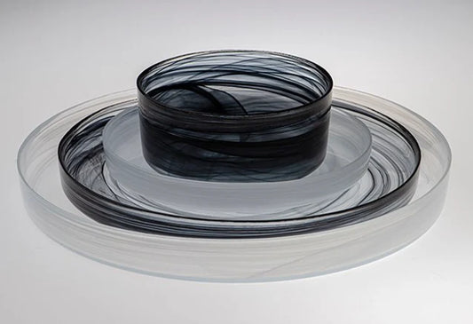 Ardacam - Round Glass Serving Bowl - Black - 21cm