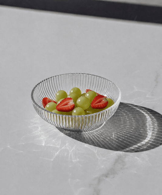 Ardacam - Striped Glass serving Plate - Clear - 20.5cm