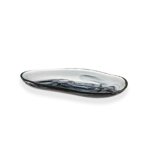 Ardacam - Atlas Oval Serving Platter - Black - 21x11.5cm - Glass