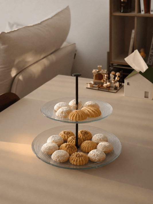 Ardacam - Circle 2-Tier Serving Platter - Clear - 24cm - Glass