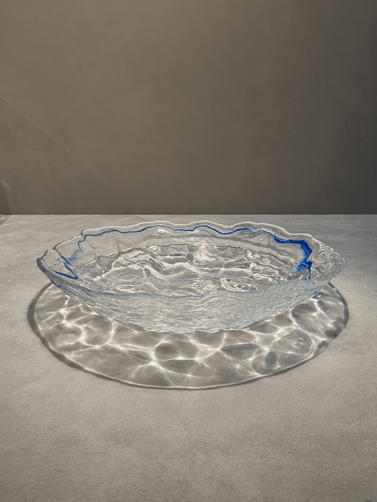 ArdaCam - Lava Oval Serving Bowl - White & Blue - 31x22.5cm