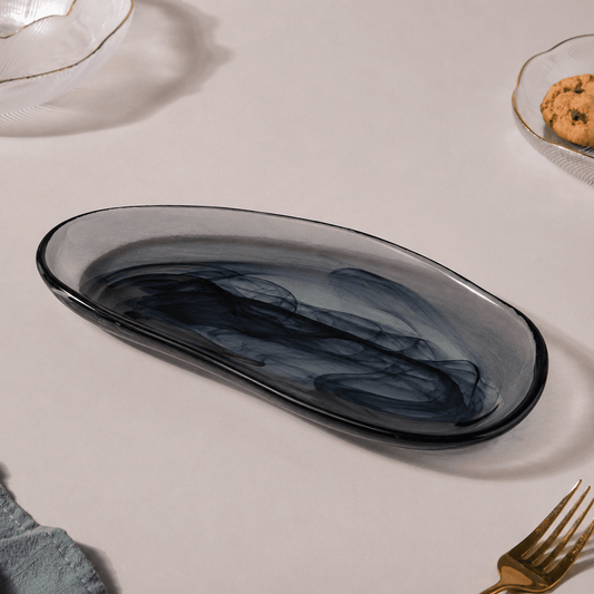 Ardacam - Atlas Oval Serving Platter - Black - 21x11.5cm - Glass