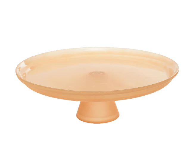 ArdaCam - Hiro Round Footed Serving Platter - Pastel Orange - 28cm - Glass