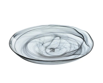 ArdaCam - Sade Amorf Round Serving Platter - Black - 40.8cm - Glass