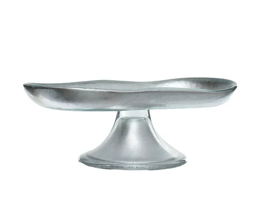ArdaCam - Sade Footed Serving Platter - Silver & Clear - 27.5 cm