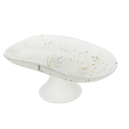 ArdaCam - Footed Cake Stand 35.2 x 19.7 x 13.2 cm Gold Spots/White