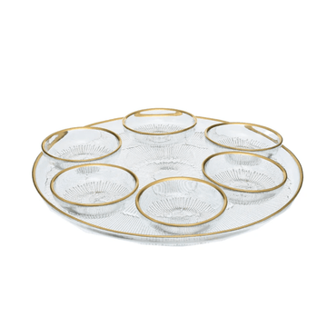 ArdaCam - Ixxir Serving Plate & Bowls With Gold Rim - 7 Pcs