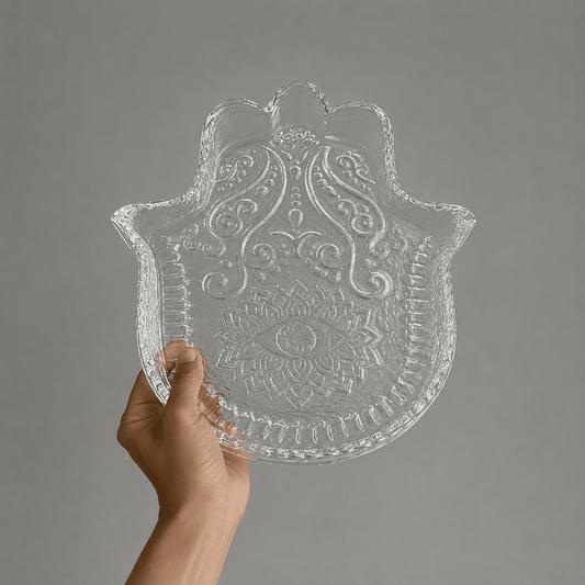 ArdaCam - Hamsa Hand Shaped Plate - 21x17cm - Clear - Glass