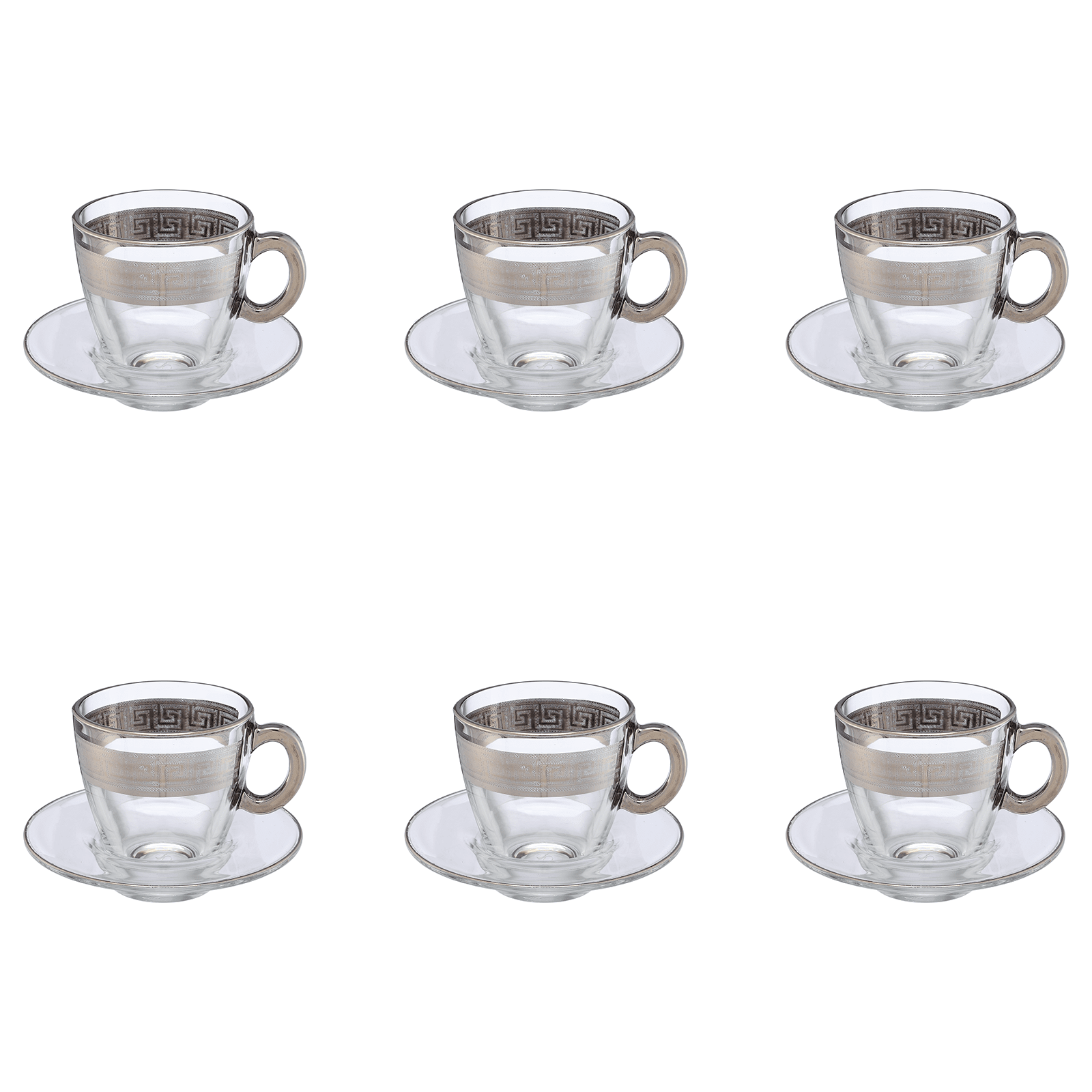 Pasabahce - Tea Set 6 Pieces - Silver - Glass - 160ml