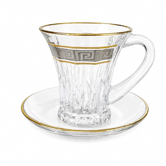 Willington Glass Coffee Set 6 Pcs - Gold & Silver - 120ml