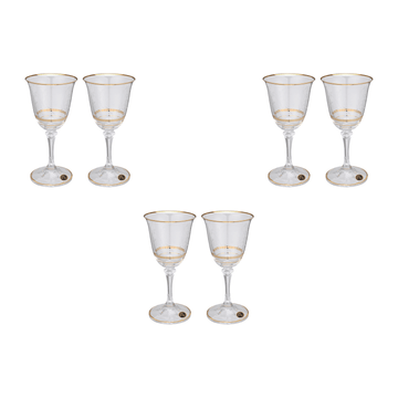 Bohemia Crystal - Goblet Glass Set 6 Pcs - Gold