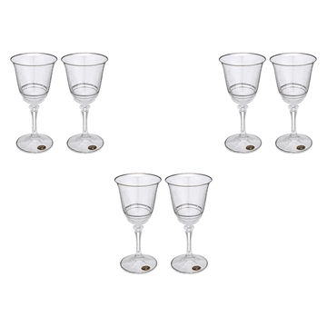 Bohemia Crystal - Goblet Glass Set 6 Pcs - Silver