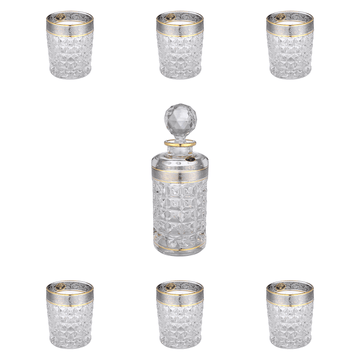 Bohemia Crystal - Tumbler Drink Set 7 Pcs Gold & Silver - 650ml & 230ml - Crystal