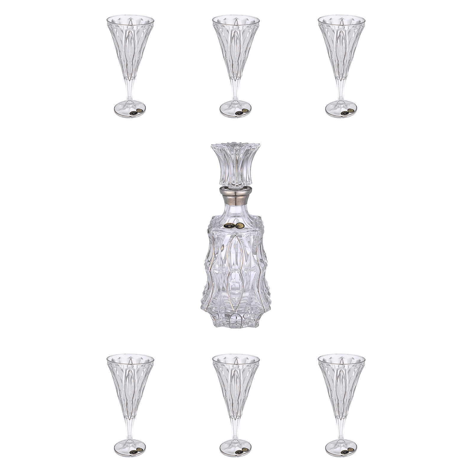 Bohemia Crystal - Drink Set 7 Pcs Silver