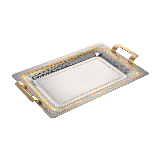 Elegant Gioiel - Inis Rectangular Tray Set with Handles 3 Pieces - Gold - Stainless Steel 18/10