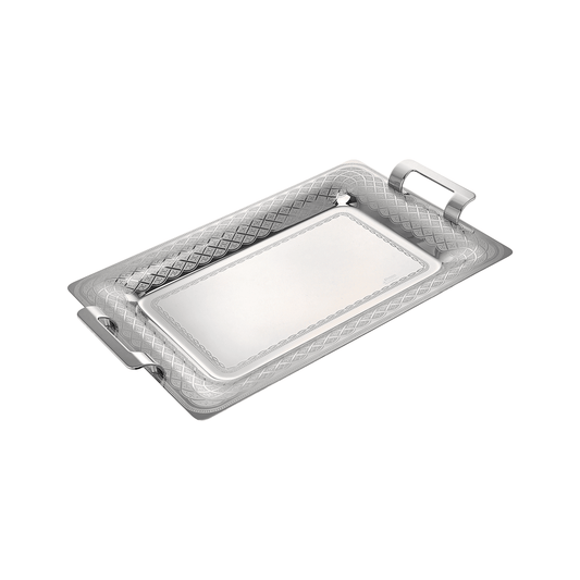 Elegant Gioiel - Inis Rectangular Tray Set with Handles 3 Pieces - Silver - Stainless Steel 18/10