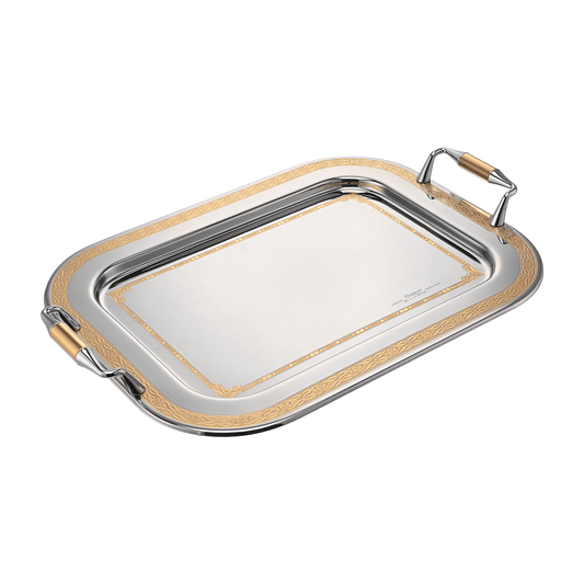 Elegant Gioiel - Marta Rectangular Tray Set with Handles 3 Pieces - Gold - Stainless Steel 18/10