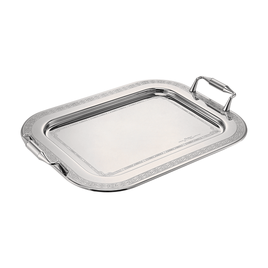 Elegant Gioiel - Marta Rectangular Tray Set with Handles 3 Pieces - Silver - Stainless Steel 18/10