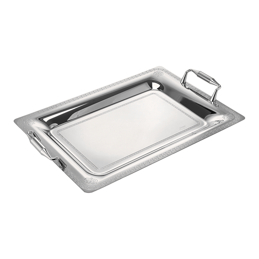 Elegant Gioiel - Ribery Rectangular Tray Set with Handles 3 Pieces - Silver - Stainless Steel 18/10