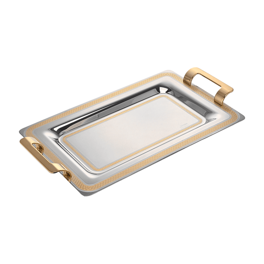 Elegant Gioiel - Romy Rectangular Tray Set with Handles 3 Pieces - Gold - Stainless Steel 18/10